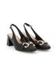 Immagine di TATOO - Décolleté nera slingback con morsetto dorato, tacco 5CM