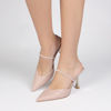 Immagine di MISS GLOBO - Sabot mules nude con soletta in VERA PELLE e tacco metalizzato 9cm