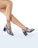 Immagine di DIVAS - Sandalo gioiello blu con fasce incrociate di strass, tacco con inserto in metallo 7cm
