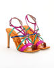Immagine di MISS GLOBO - Sandalo multicolor con anello frontale, punta quadrata e cinturino alla caviglia, tacco 10CM