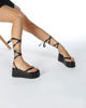 Immagine di MISS GLOBO - Sandalo infradito nero lace-up con fondo alto 7CM