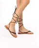 Immagine di MISS GLOBO - Sandalo infradito nero lace-up con sottopiede in cuoio rivestito, MADE IN ITALY