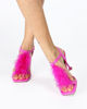 Immagine di SOPRANI COUTURE - Sandalo fucsia con sottopiede in VERA PELLE e dettaglio piume, tacco 10CM