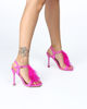 Immagine di SOPRANI COUTURE - Sandalo fucsia con sottopiede in VERA PELLE e dettaglio piume, tacco 10CM