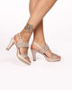 Immagine di SOPRANI COUTURE - Sandalo champagne in raso con sottopiede in VERA PELLE e doppia fascia con strass, tacco 9CM