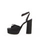Immagine di MISS GLOBO - Sandalo raso nero con fiocco gioiello sottopiede VERA PELLE tacco 13,5 - MADE IN ITALY