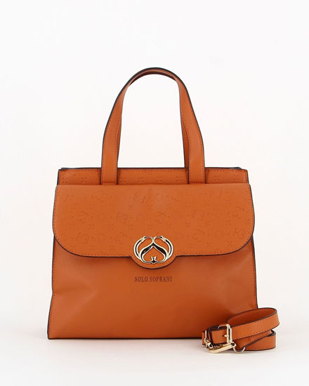 Immagine di SOLO SOPRANI - BORSA A MANO ARANCIO CON PATTA, DOPPIO MANICO E TRACOLLA REMOVIBILE