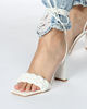 Immagine di ZOE - Sandalo bianco lace-up con punta quadrata fascia intrecciata, tacco 9 cm