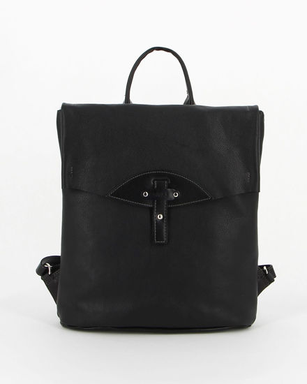 Immagine di DIVAS -ZAINO NERO IN VERA PELLE CON PATTA FRONTALE, MADE IN ITALY