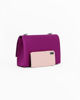 Immagine di MISS GLOBO - Pochette viola in raso con fiocco e bordino in strass sulla patta