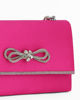 Immagine di MISS GLOBO - Pochette fucsia in raso con fiocco e bordino in strass sulla patta