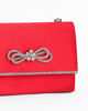 Immagine di MISS GLOBO - Pochette rossa in raso con fiocco e bordino in strass sulla patta