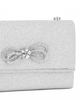 Immagine di MISS GLOBO - Pochette argento glitterata con fiocco e bordino in strass sulla patta