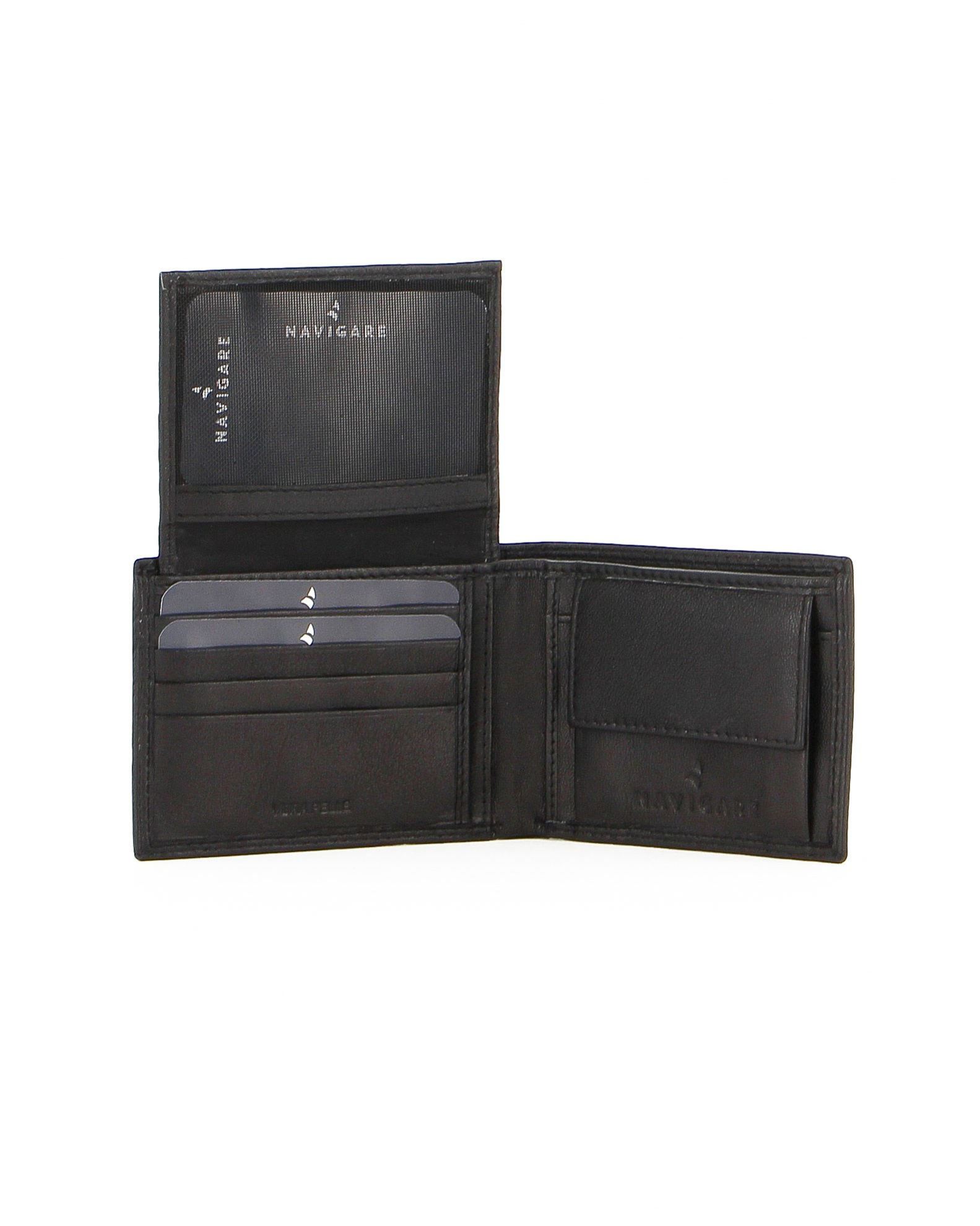 Portafoglio Uomo In Vera Pelle Hudson & James London – Bi-fold Con Porta Carte E Portamonete Lampo – In Scatola Regalo, Nero