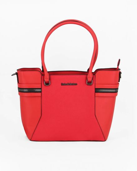 Immagine di ENRICO COLLEZIONE - Borsa shopping rossa due manici con zip laterale decorativa