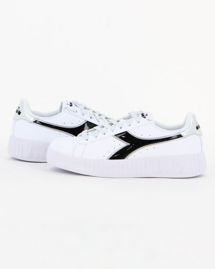 Immagine di DIADORA STEP P - Sneakers bianca e nera con dettaglio posteriore argento