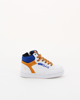 Immagine di GAS - Sneakers alta bianca e gialla con dettagli blu zip laterale e lacci, numerata 24/29