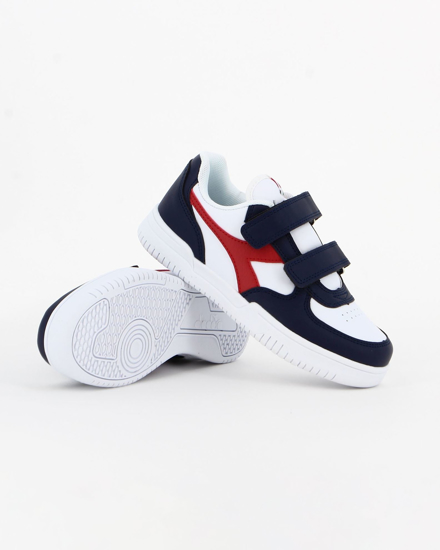Immagine di DIADORA RAPTOR LOW PS - Sneakers bianca e blu con dettagli rossi, numerata 28/35