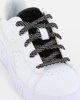 Immagine di DIADORA GAME STEP P METALLIC CRAQUELE PS - Sneakers da bambina bianca e nera con suola alta e logo argento, numerata 28/35