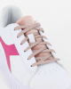 Immagine di DIADORA GAME STEP P METALLIC CRAQUELE PS - Sneakers da bambina bianca e rosa con suola alta e logo fucsia, numerata 28/35