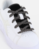 Immagine di DIADORA GAME STEP P METALLIC CRAQUELE GS - Sneakers bianca e nera con suola alta e logo argento, numerata 36/39