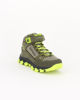 Immagine di SOPRANI SPORT - Scarpa alta da trekking verde scuro e gialla con strappo, numerata 30/35