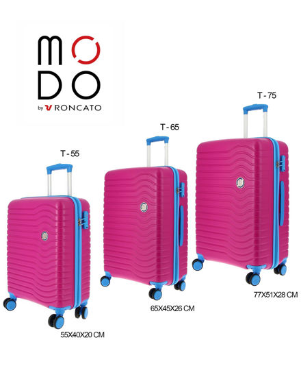 Immagine di MODO BY RONCATO - TROLLEY FUXIA/AZZURRO 4 RUOTE DOPPIE IN ABS CON COMBINAZIONE TSA