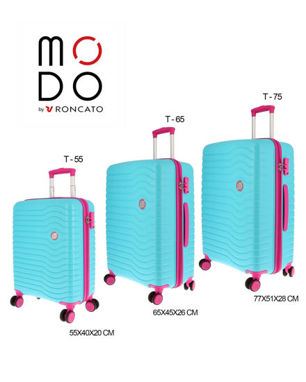 Immagine di MODO BY RONCATO - TROLLEY ACQUA/FUXIA 4 RUOTE DOPPIE IN ABS CON COMBINAZIONE TSA