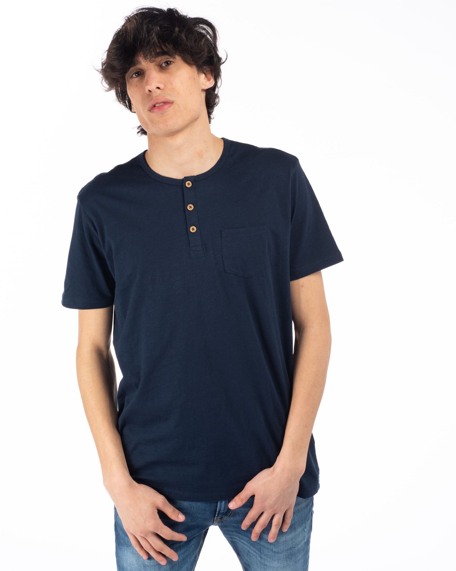 Geographical Norway T-Shirt Uomo Jacobin – Blu, Manica Corta, Scollo A V, 100% Cotone, Taglia S