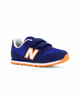 Immagine di NEW BALANCE - Sneakers da bambino blu e arancione con dettagli bianchi e strappo, numerata 28/35