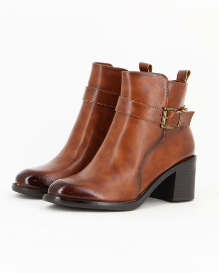 Immagine di ZOE - Tronchetto marrone con cinturino e zip laterale, tacco 6cm