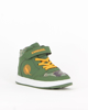 Immagine di CANGURO - Sneakers da bambino alta verde e gialla con dettagli camouflage e strappo, numerata 30/35