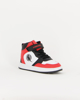 Immagine di CANGURO - Sneakers da bambino alta bianca e nera con dettagli rossi e strappo, numerata 30/35