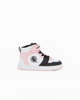 Immagine di CANGURO - Sneakers da bambina bianca e rosa con dettagli neri e strappo, numerata 24/29
