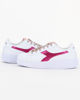 Immagine di DIADORA GAME STEP P METALLIC CRAQUELE GS - Sneakers bianca e rosa con suola alta e logo fucsia, numerata 36/39