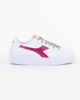 Immagine di DIADORA GAME STEP P METALLIC CRAQUELE GS - Sneakers bianca e rosa con suola alta e logo fucsia, numerata 36/39