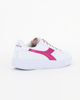 Immagine di DIADORA GAME STEP P METALLIC CRAQUELE GS - Sneakers bianca e rosa con suola alta e logo fucsia, numerata 36/39