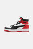 Immagine di PUMA REBOUND JOY JR - Sneakers alta bianca e nera con dettagli rossi e lacci, numerata 36/39