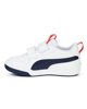 Immagine di PUMA MULTIFLEX SL V PS - Sneakers da bambino bianca e blu con dettagli arancioni e strappo, numerata 28/35