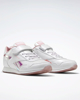 Immagine di REEBOK ROYAL CLJOG 3.0 1V - Sneakers da bambina bianca e rosa con logo metallizzato e strappo, numerata 27/34