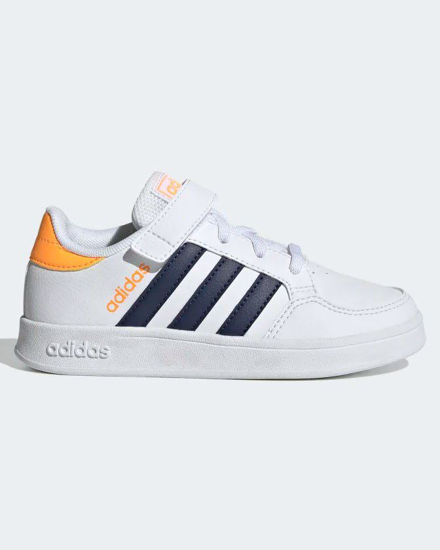 Immagine di ADIDAS BREAKNET EL C - Sneakers da bambino bianca e blu con dettagli arancione e strappo