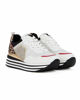 Immagine di MISS GLOBO -  Sneakers donna bianca con strass e comoda suola platform bianca a righe