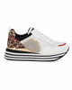 Immagine di MISS GLOBO -  Sneakers donna bianca con strass e comoda suola platform bianca a righe