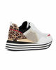 Immagine di MISS GLOBO -  Sneakers donna bianca con strass e comoda suola platform bianca a righe