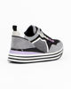 Immagine di MISS GLOBO -  Sneakers donna grigia con strass e comoda suola platform bianca a righe