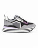 Immagine di MISS GLOBO -  Sneakers donna grigia con strass e comoda suola platform bianca a righe