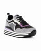 Immagine di MISS GLOBO -  Sneakers donna grigia con strass e comoda suola platform bianca a righe
