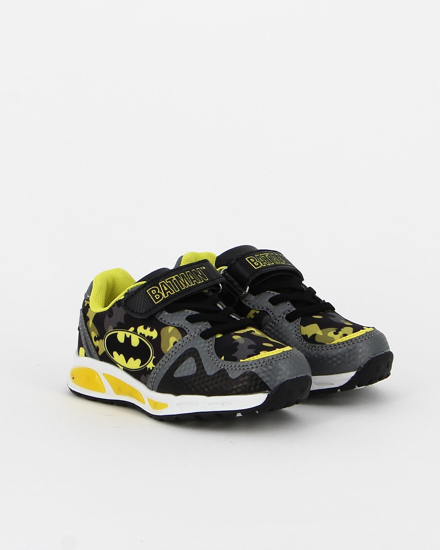 Immagine di BATMAN - Sneakers da bambino nera e gialla con luci e strappo, numerata 24/32