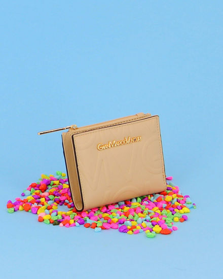 Immagine di Portafoglio donna beige con stampa logo in rilievo, con portaspicci e porta carte - Gianmarco Venturi