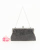 Immagine di DIVAS - Clutch nera con strass e chiusura a pomello, tracolla catenina removibile